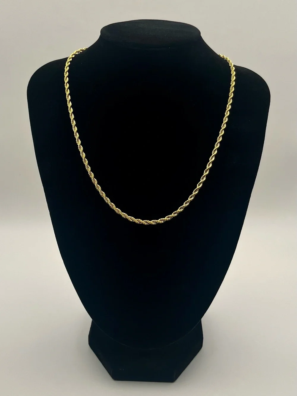 18K Gold PVD Plated 3mm Rope Chain 18” Stainless Steel Necklace
